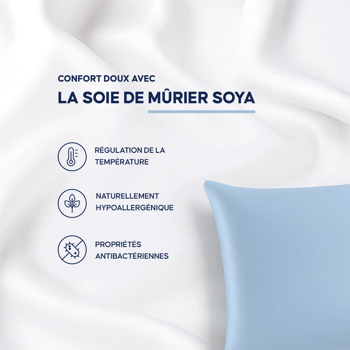 Taie d’Oreiller en Soie Naturelle Soya